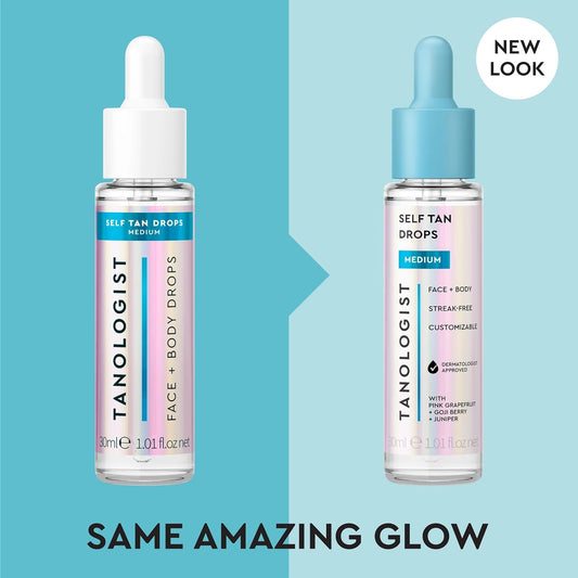 Medium Self Tan Drops, Streak-Free Body & Face Tanning Drops, No Fake Tan Smell, for Moisturizer & Lotion, Bronzing Face Tanner, Skincare Ingredients, Vegan, 1.01 Fl. Oz/30 Ml Bottle