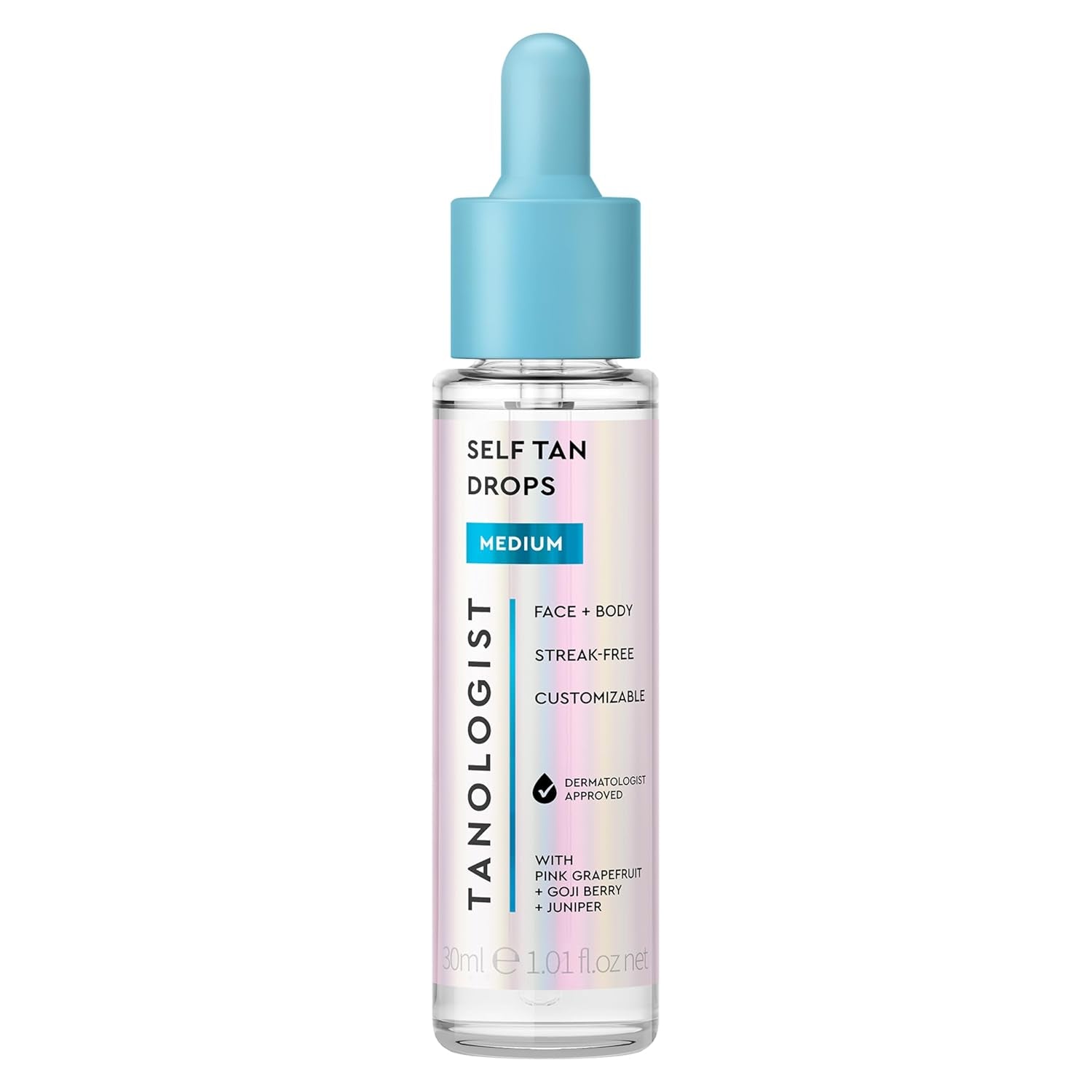 Medium Self Tan Drops, Streak-Free Body & Face Tanning Drops, No Fake Tan Smell, for Moisturizer & Lotion, Bronzing Face Tanner, Skincare Ingredients, Vegan, 1.01 Fl. Oz/30 Ml Bottle